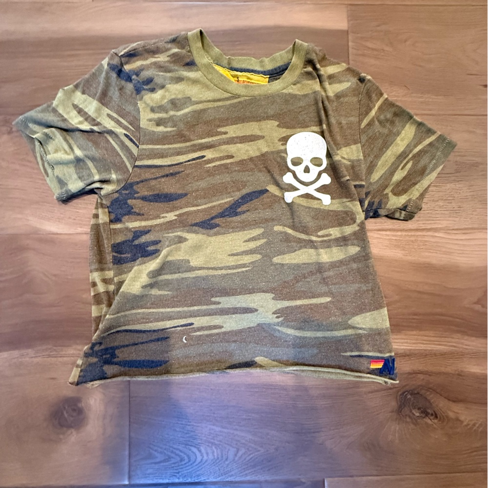 Aviator Nation  Camo Skull Tee - Green